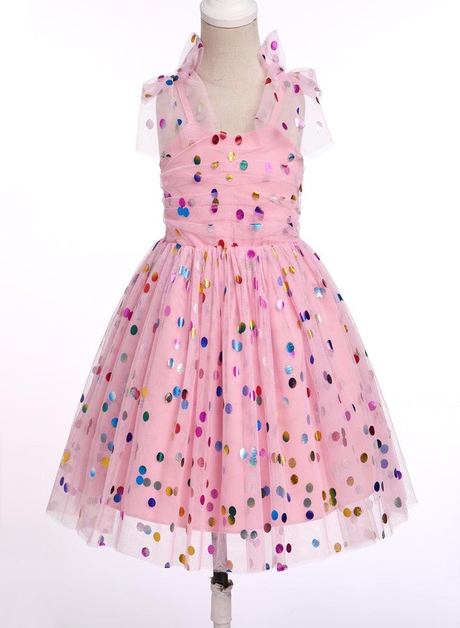 IMEKIS 3th 4th Birthday Girl Outfit: Third Fourth Birthday Dress for Girls Cake Smash Toddler Confetti Princess Dresses Party Pageant Gown Kids Easter Dresses Photoshoot Pink Sequin 3-4T - Image 2