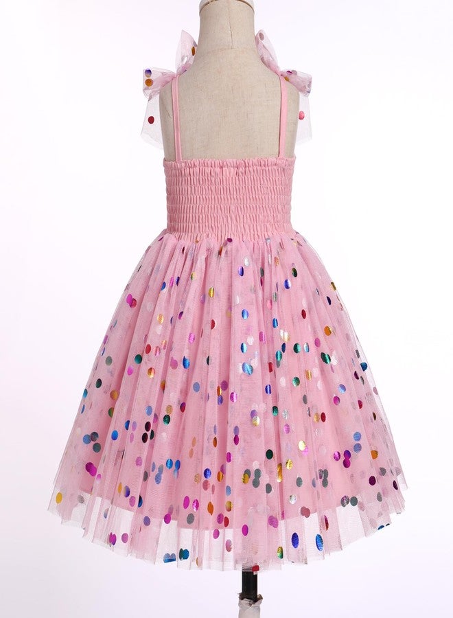 IMEKIS 3th 4th Birthday Girl Outfit: Third Fourth Birthday Dress for Girls Cake Smash Toddler Confetti Princess Dresses Party Pageant Gown Kids Easter Dresses Photoshoot Pink Sequin 3-4T - Image 5