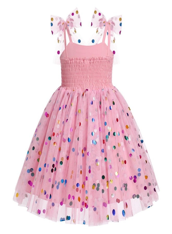IMEKIS 3th 4th Birthday Girl Outfit: Third Fourth Birthday Dress for Girls Cake Smash Toddler Confetti Princess Dresses Party Pageant Gown Kids Easter Dresses Photoshoot Pink Sequin 3-4T - Image 4