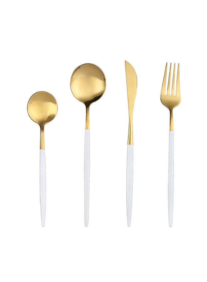 Sunhome 4-Piece Stainless Steel Cutlery Set White/Gold 220mm - Image 1