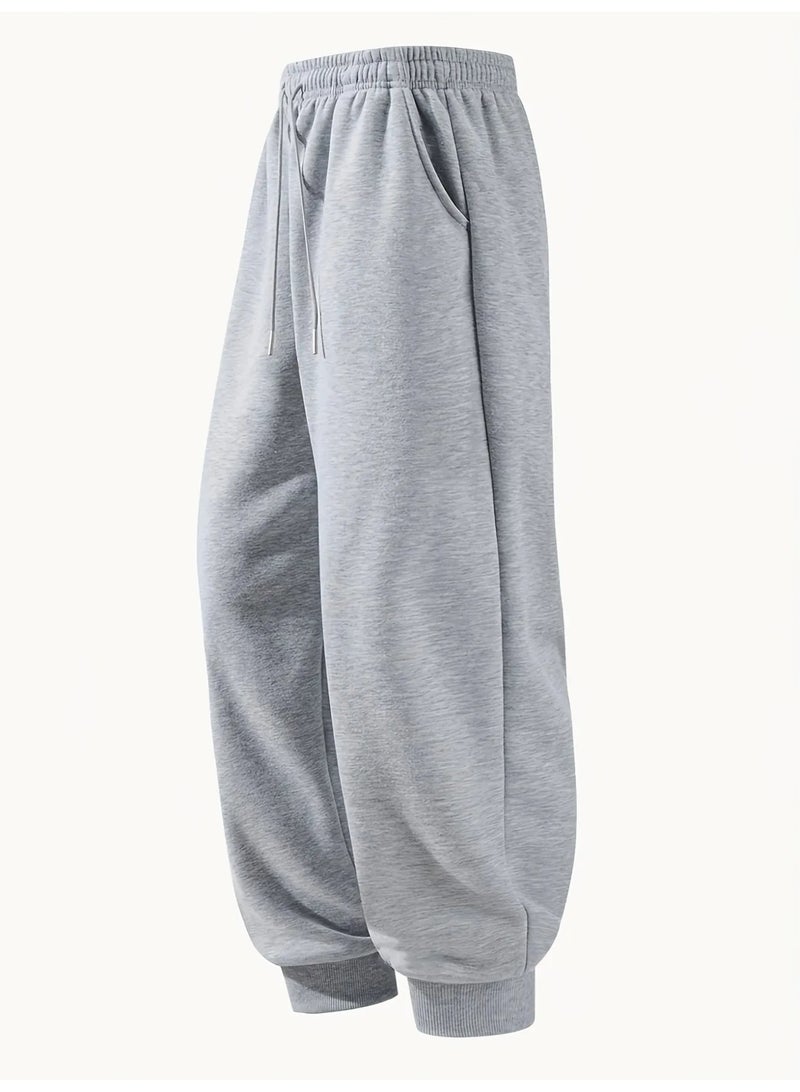 Men's Solid Color Sports Pants Loose American Casual Pants - Image 1