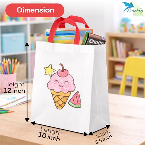 Evafly gift bags medium size for gifting – 12 Pcs | L10 x H12 x W3.5 inches, gift bags for Birthday, carry bags for gift, Return Gifts for Kids Age 10–12 - White color - Image 2