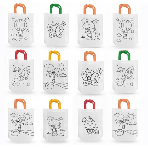 Evafly gift bags medium size for gifting – 12 Pcs | L10 x H12 x W3.5 inches, gift bags for Birthday, carry bags for gift, Return Gifts for Kids Age 10–12 - White color - Image 1