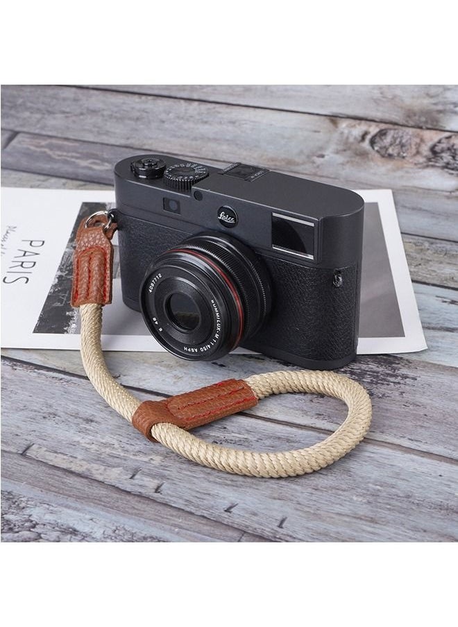 Generic Camera Carrying to Weave Wrist Strap, Adjustable Leather Nylon Camera Storage Safety Handstrap, Shock Absorbing Camera Shoulder Strap (Off White)  - Image 2