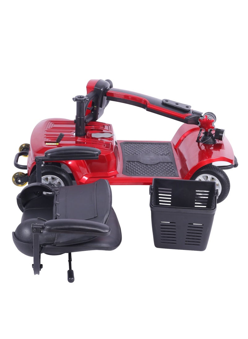 Other Manufacturer - COOLBABY 4 Wheel Powered Mobility Scooter Portable Electric Wheelchair Leg Scooter for Adults Seniors Medical, Openable Handrail, Rotatable Seat, Red - Image 1