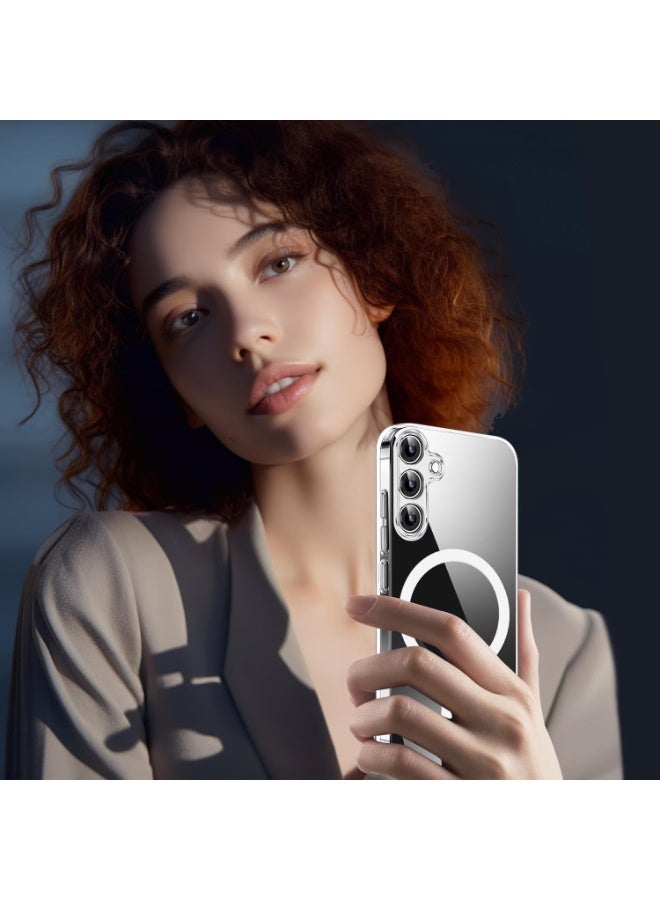 Magnetic for Samsung Galaxy S24 FE Case, Compatible with Mag-Safe, Grade Drop Protection Anti Yellowing Slim Phone Case - Rugged Shockproof Protective Transparent Phone Cover(Clear) - Image 3