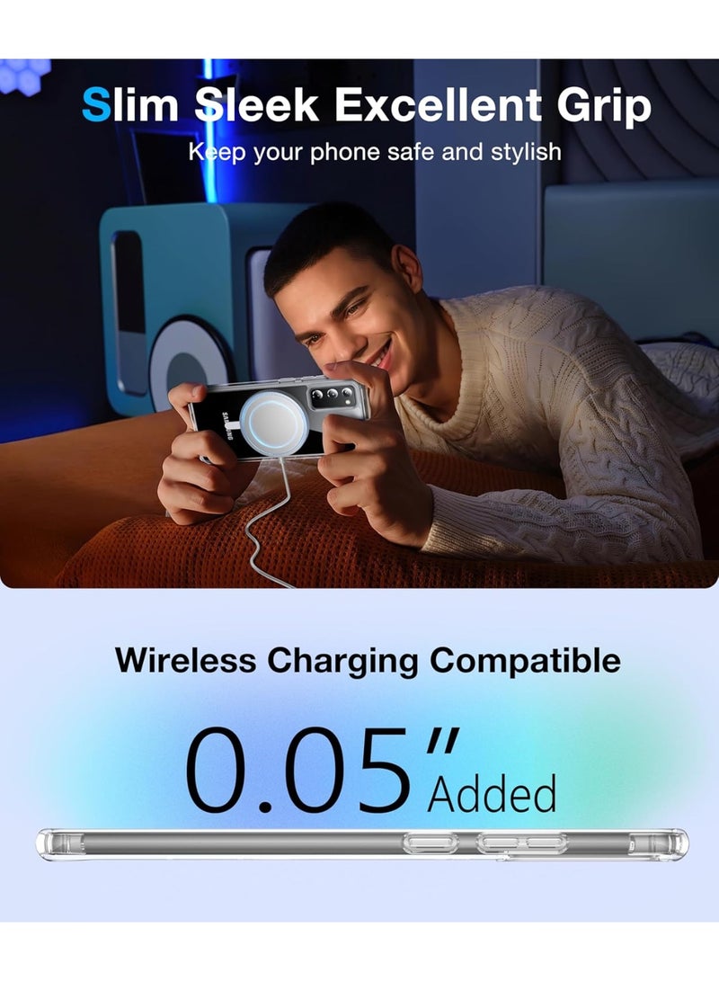 Magnetic for Samsung Galaxy S24 FE Case, Compatible with Mag-Safe, Grade Drop Protection Anti Yellowing Slim Phone Case - Rugged Shockproof Protective Transparent Phone Cover(Clear) - Image 5