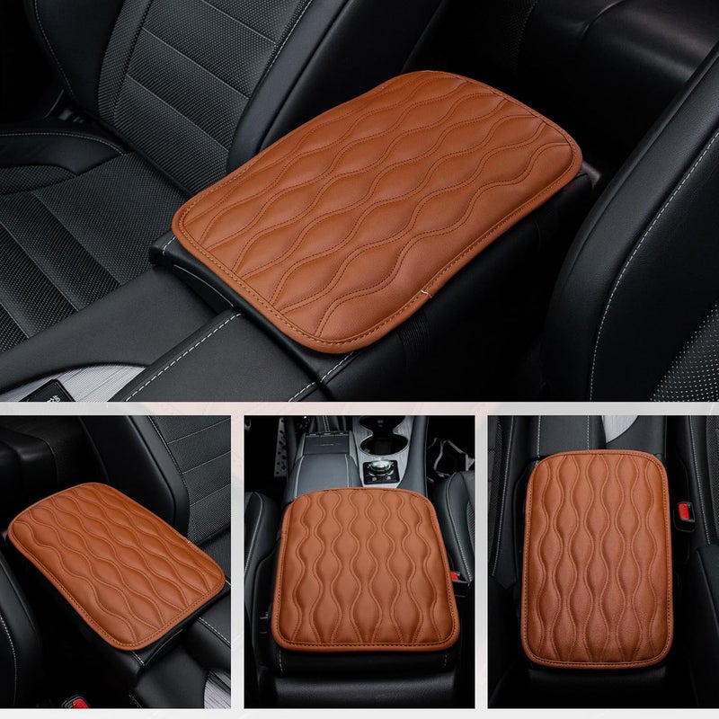 Amiss Auto Center Console Pad - Brown Leather Cover - Image 5