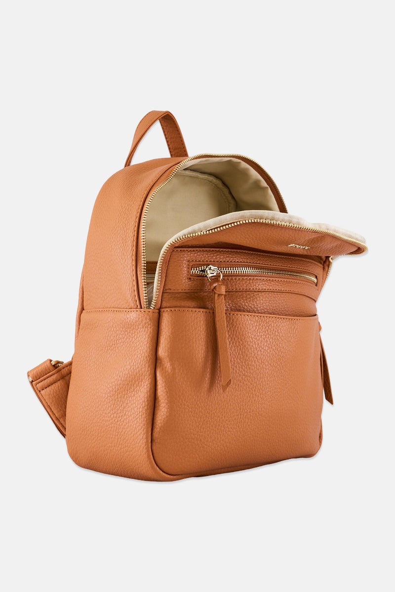 Lasocki Women Brand Logo Backpack, Tan - Image 3