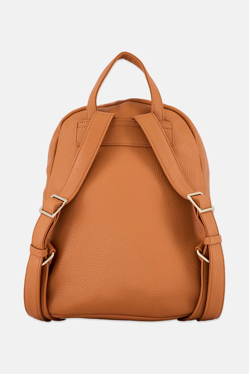 Lasocki Women Brand Logo Backpack, Tan - Image 2