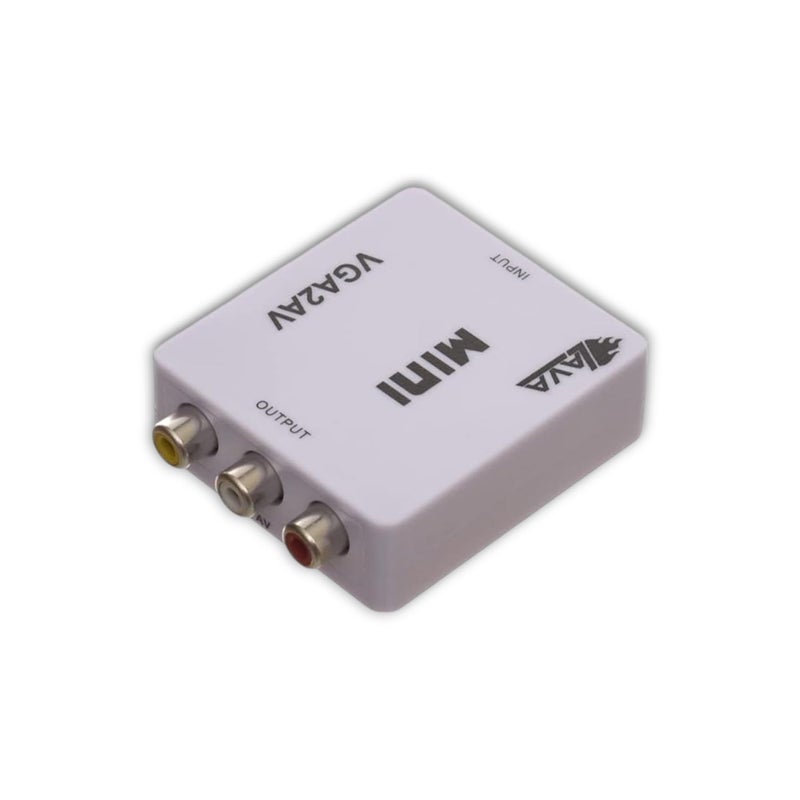 VGA to AV Converter – VGA to RCA Composite Video Adapter with Audio Support – Mini VGA2AV 1080p Converter – USB Powered, Plug & Play – White (AUX Cable Not Included) (VGA2AV) - Image 5