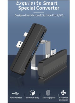 Arabest محور لمحطة الإرساء Surface Pro 4/Pro 5/Pro 6 محول USB 3.0x2، قارئ بطاقة الذاكرة SD TF Micro، منفذ HDMI 4K مايكروسوفت 6/5/4 (أسود)  - Image 1