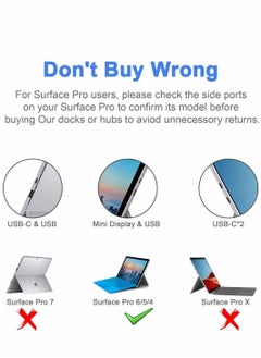 Arabest محور لمحطة الإرساء Surface Pro 4/Pro 5/Pro 6 محول USB 3.0x2، قارئ بطاقة الذاكرة SD TF Micro، منفذ HDMI 4K مايكروسوفت 6/5/4 (أسود)  - Image 2