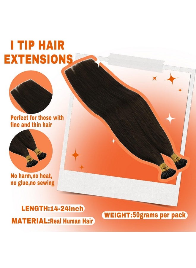 Sunny Hair Sunny I Tip Hair Extensions Dark Brown 80S I Tip Hair Extensions Human Hair Dark Brown Itip Hair Extensions Pre Bonded Itip Remy Hair Extensions Brown Hair For Women 16Inch 50G  - Image 2