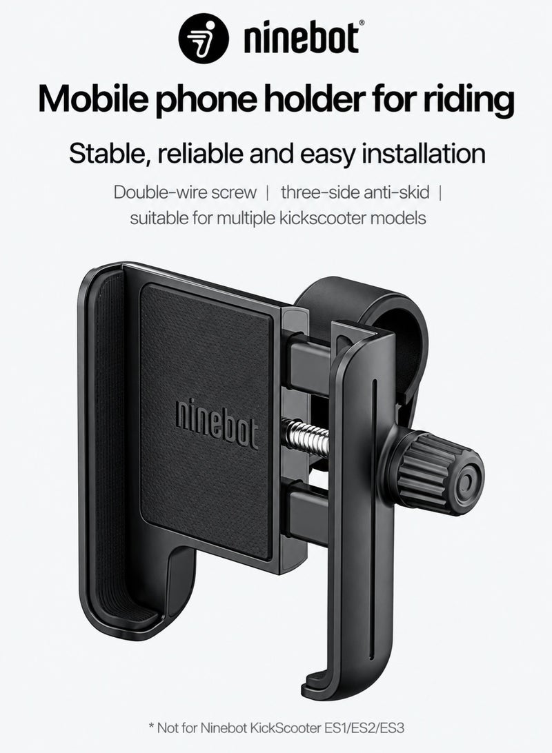 Segway-Ninebot Original Segway Ninebot Phone Holder Phone Mount for Electric Scooter, 18–36 mm Handlebar Mount, 58–90 mm Adjustable Clamp, 600,000 Vibration Tested, One-Hand Installation, Electric Scooter Phone Mount - Black - Image 1