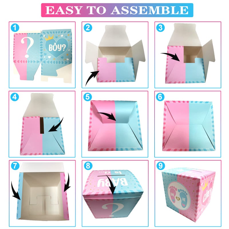 hongpar Baby Gender Reveal Pull Out Game , Voting Box with 60 Ballot Cards, Boy or Girl, Party Supplies,Pink and Blue - Image 5