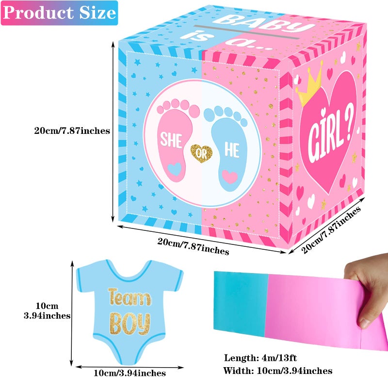 hongpar Baby Gender Reveal Pull Out Game , Voting Box with 60 Ballot Cards, Boy or Girl, Party Supplies,Pink and Blue - Image 4