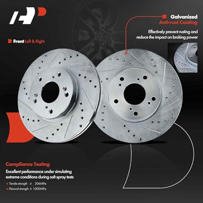 rayihni 1110 Inch 282Mm Front Drilled And Slotted Disc Brake Rotors Compatible With Select Honda And Acura Models  CrV 20022004 Civic 2006201120132018 Accord CrZ Element Csx Ilx - Image 3
