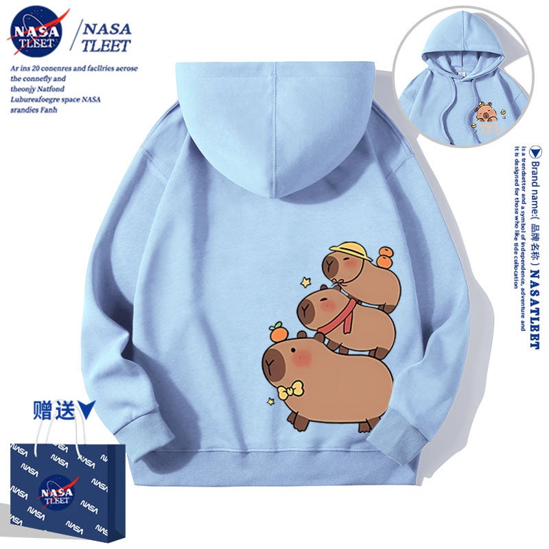 Nasa Co-Brand New Cartoon Cute Kappibala Casual Top All-Match Hooded Pullover Sweatshirt Trendy - Image 3