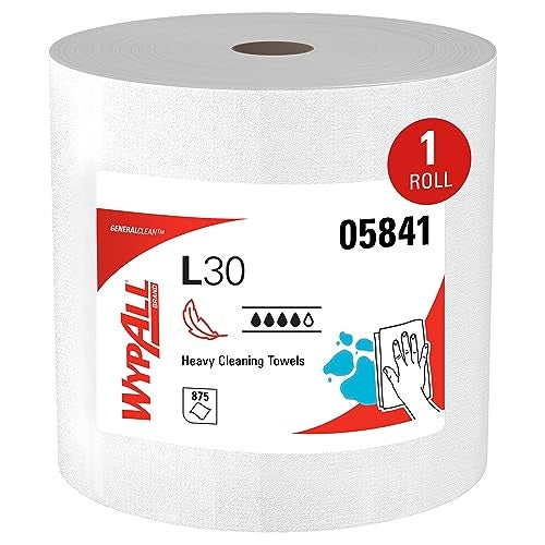 WypAll GeneralClean L30 Cloths Heavy Duty Cleaning Wipes, Jumbo (05841), Strong and Soft Bulk Paper Wipers, White (1 Roll of 875 Sheets) - Image 1