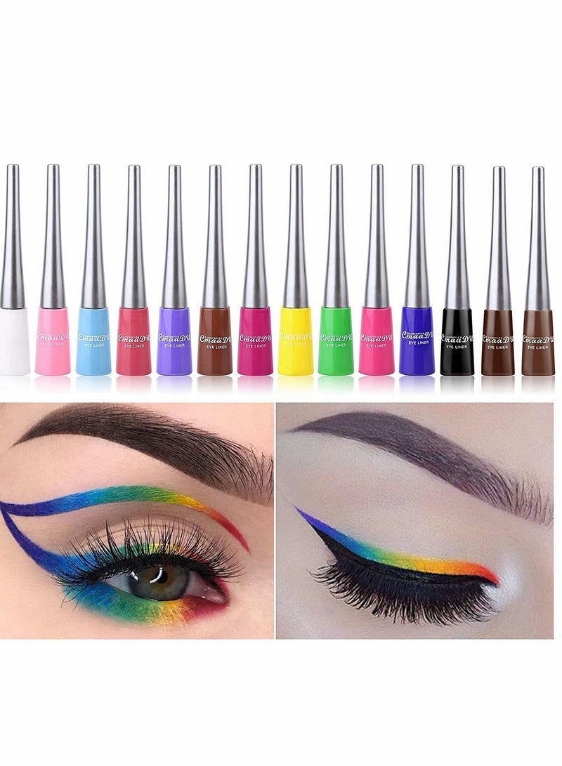 Excefore 14 Colors Matte Liquid Eyeliner Set Colorful Neon Pencil Pigmented Waterproof Smudgeproof Long Lasting Gel Eye Liner Makeup Gift Kit for Women - Image 1