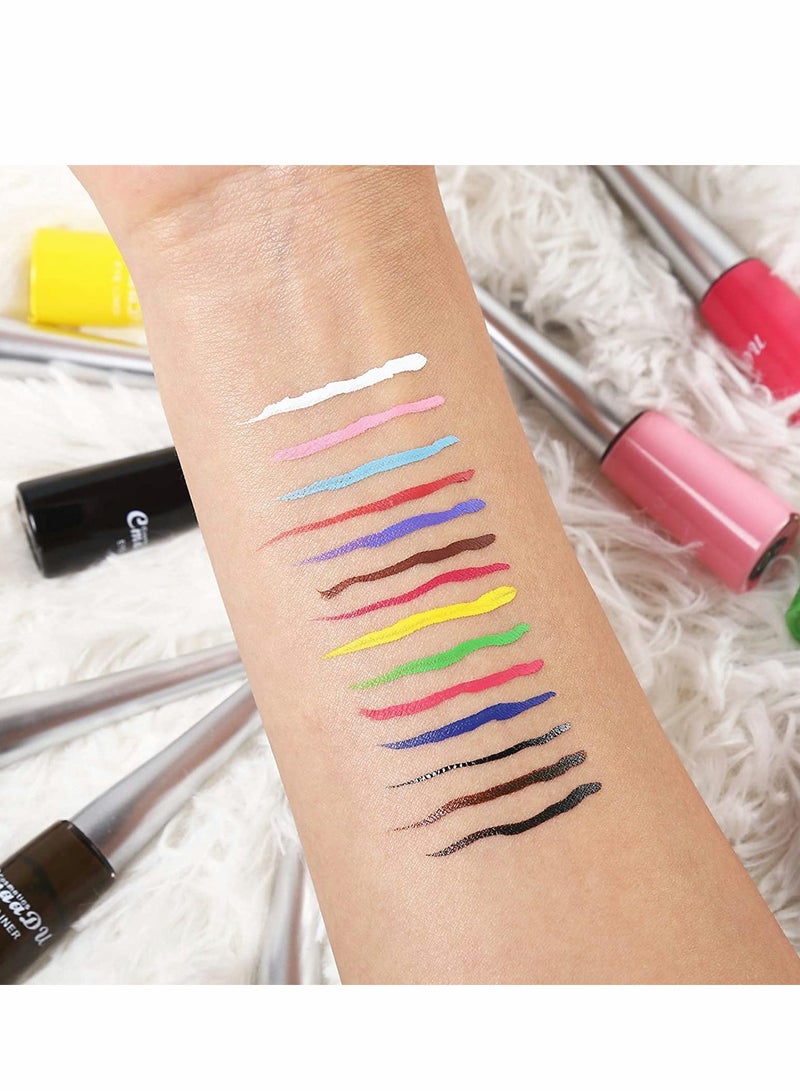 Excefore 14 Colors Matte Liquid Eyeliner Set Colorful Neon Pencil Pigmented Waterproof Smudgeproof Long Lasting Gel Eye Liner Makeup Gift Kit for Women - Image 4