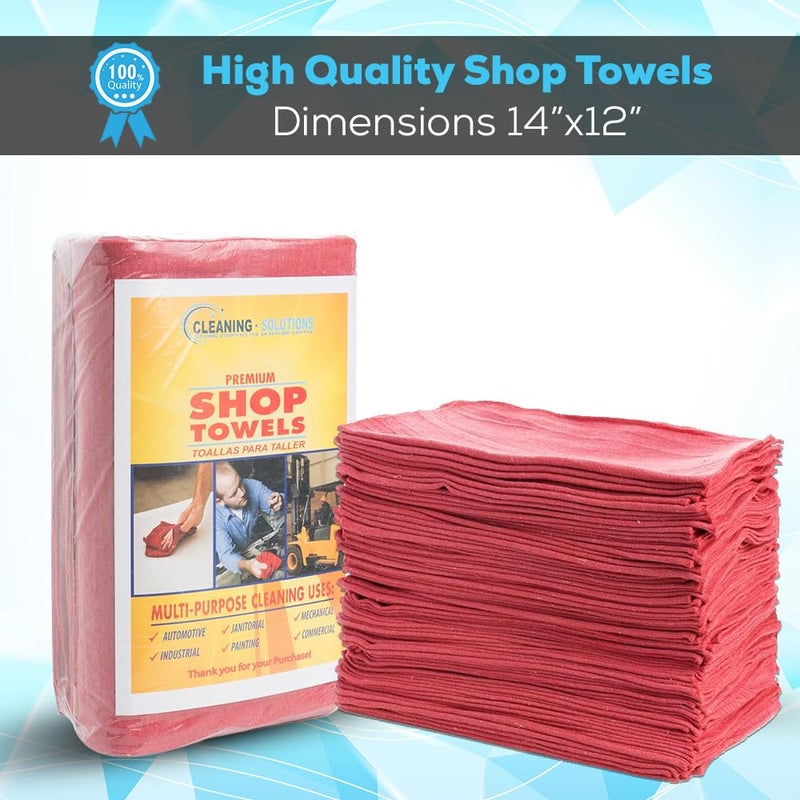 SIMPLI-MAGIC Cotton Shop Towels 14"x12" (90 Pack) â€“ Reusable Cleaning Shop Rags for Automobiles, Industries, Garage and Homes (Red) - Image 2