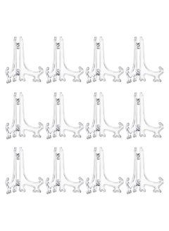 KASTWAVE 12 Pieces 7 Inches Plastic Easel Stands Plate Holders Picture Stand Clear for Display Frame Collectibles Desktop Party Home Decoration  - Image 1