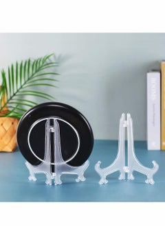 KASTWAVE 12 Pieces 7 Inches Plastic Easel Stands Plate Holders Picture Stand Clear for Display Frame Collectibles Desktop Party Home Decoration  - Image 5