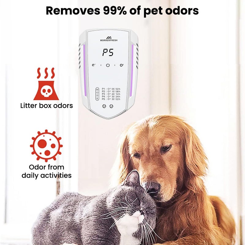 Morrerfresh Ozone Odor Eliminator for Strong Odor 99% Cat Litter Deodorizer Dog Poof Odor Removal Air Ionizers for Home Portable Air Purifier for Pets Toilet Wardrobe Shoe Garage Room Cabinet White - Image 4