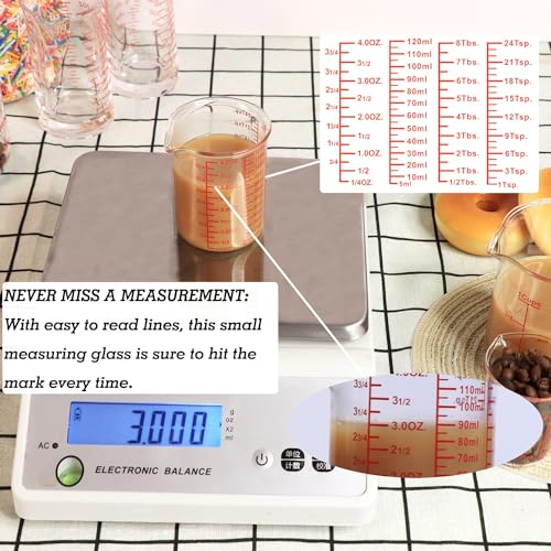 Ackers BORO3.3 High Borosilicate Glass Measuring Cup-V-Shaped Spout，Glass Measuring Beaker for Kitchen or Restaurant, Easy to Read, 120 ML (4 Oz)-Pack of 2 - Image 4