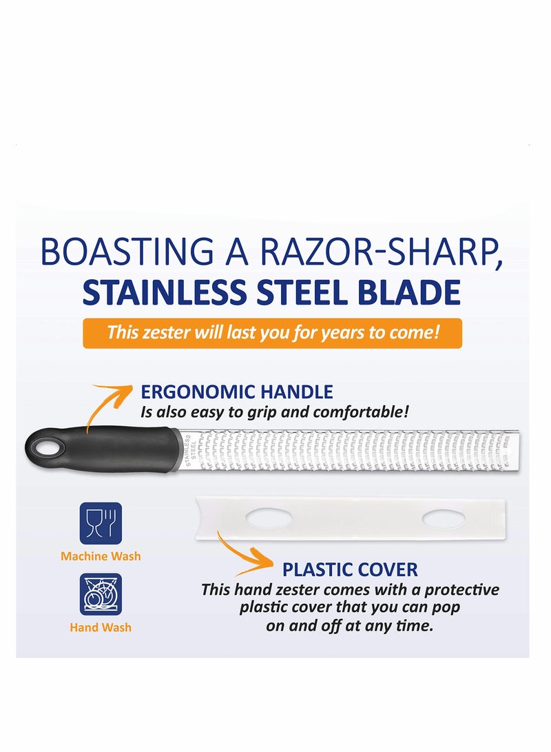 Premium Stainless Steel Zester and Grater for Citrus, Cheese, Parmesan, Chocolate, Fruits, Vegetables, Ginger, Garlic, and Nutmeg - Versatile Kitchen Tool for Effortless Grating and Zesting.  - Image 3