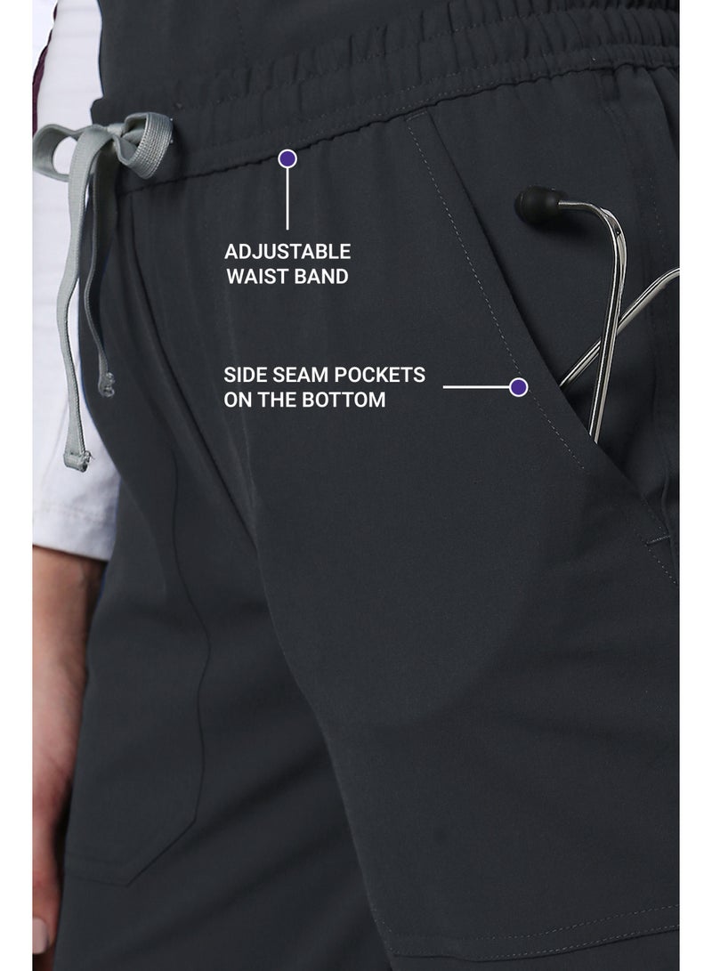 KNYA بدلة طبية نسائية من KNYA Ecoflex | 5 جيوب | قابلة للتمدد في أربعة اتجاهات | ملابس رياضية أنيقة للعمل | للأطباء (مقاس 2XL، رمادي فولاذي) - Image 4