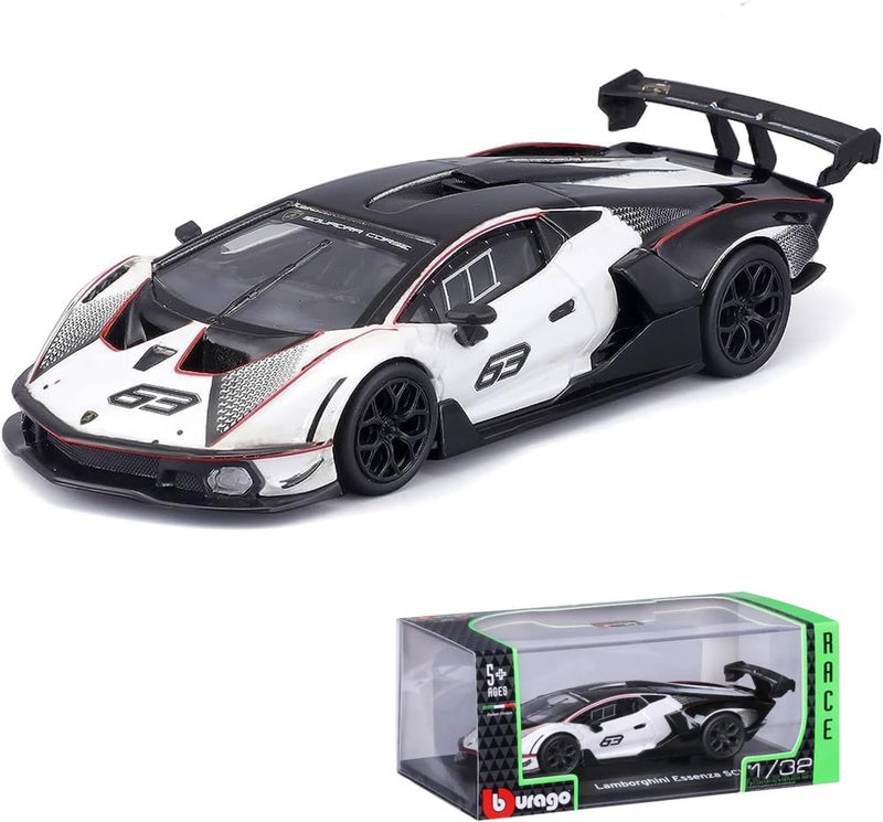Bburago 1:32 Scale Lamborghini Essenza SCV 12 Racing Car, Black/White - Image 1