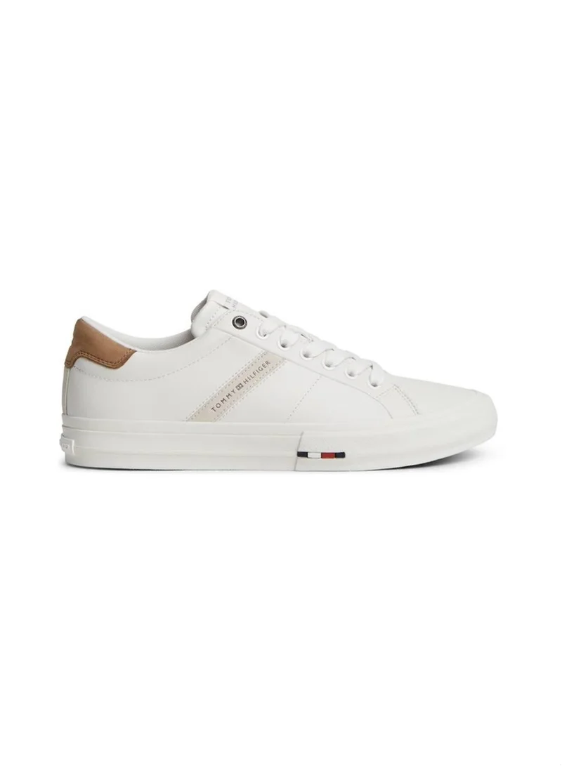 Leather Logo Contrast Heel Trainers