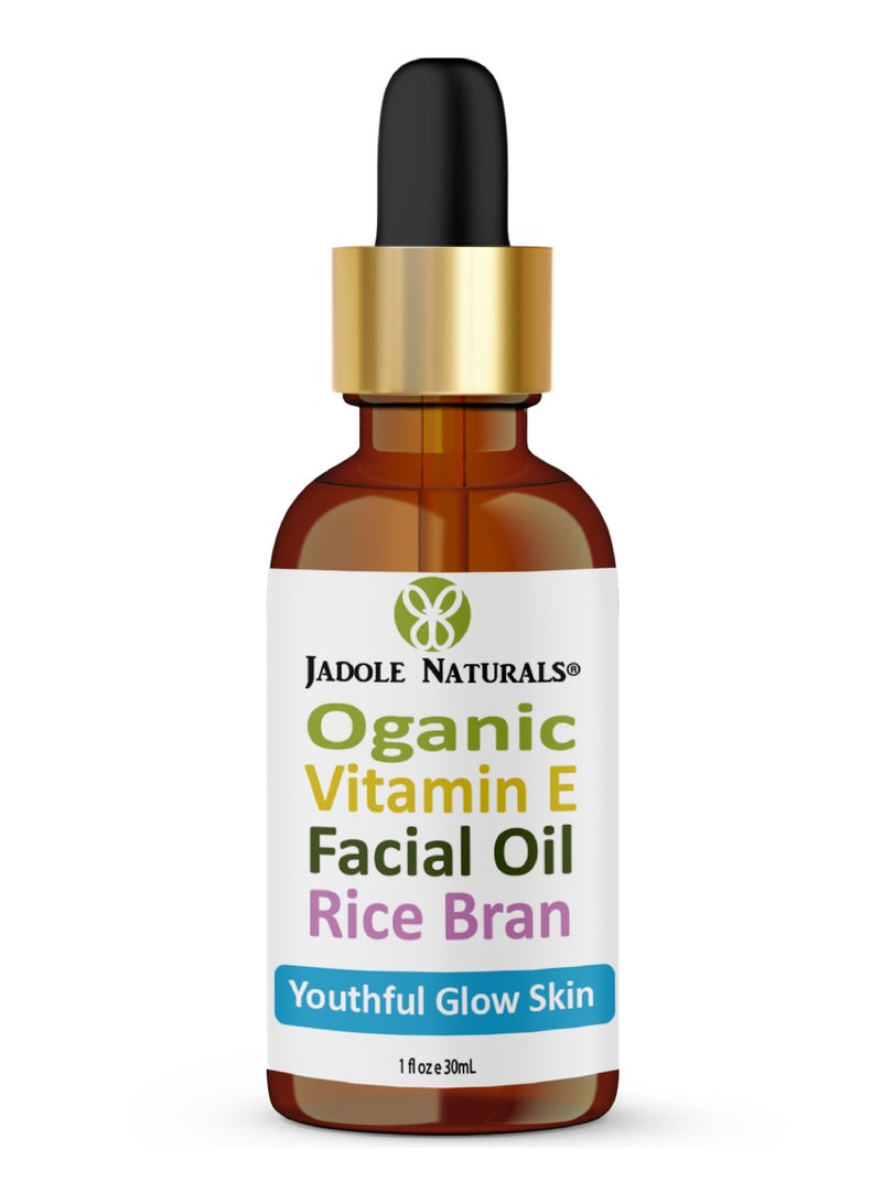 Jadole Naturals Organic Vitamin E & Rice Bran Oil, Facial Serum - 30ml, Nourishing Formula of Jojoba, Avocado, & Lavender Essential Oils - Image 1