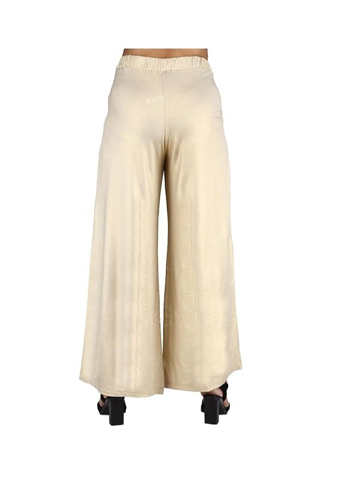 Love Bell - Love Bell Women's Cotton Palazzo Pants - Regular Fit - Elastic Waist - Wide-leg Ladies Lower - Image 1