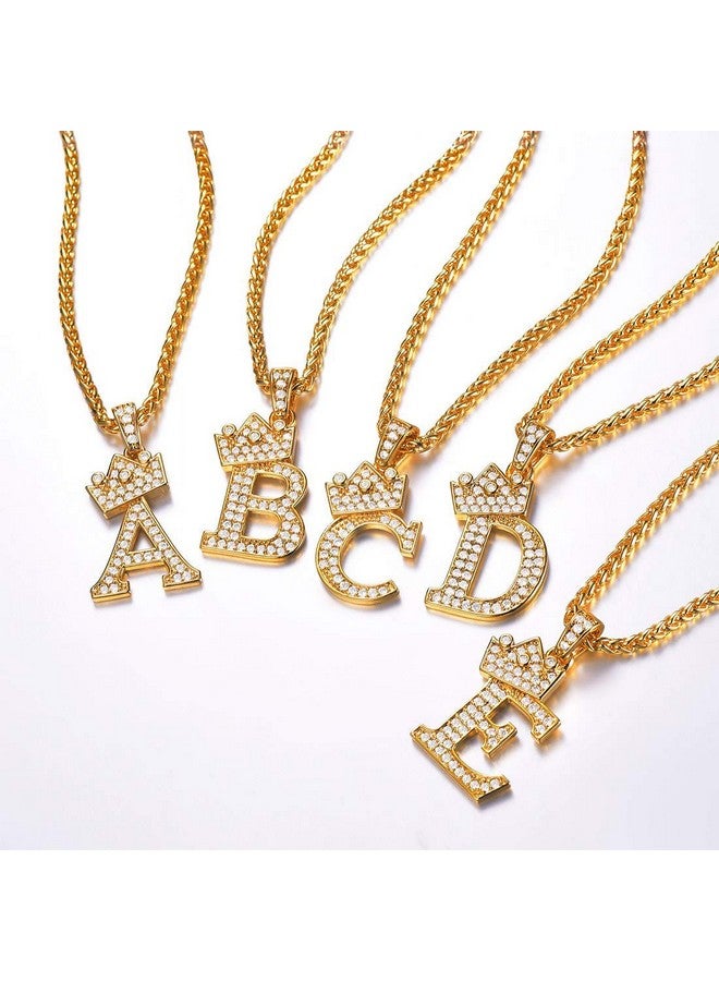 U7 قلادة أولية للرجال والنساء مجوهرات هيب هوب مزينة بالثلج مطلية بالذهب عيار 18 قيراط مع قلادة حرف ب، سلسلة حبل بطول 22 بوصة - Image 3