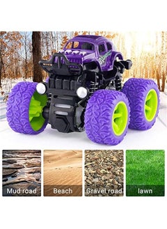 بيوينتي 4 Pack Monster Truck Toys - Friction Powered Push and Go Toy Cars, Inertia Car Toy Set Stunt Toy Vehicles, Birthday Party Supplies for Boys and Girls  - Image 4
