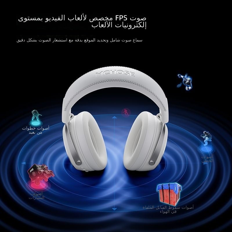MCHOSE X9 Wireless Over-Ear Gaming Headset - Berry Red, Ice Ear Cups, Bluetooth 2.4G Quad-Mode 7.1 Surround - Image 3