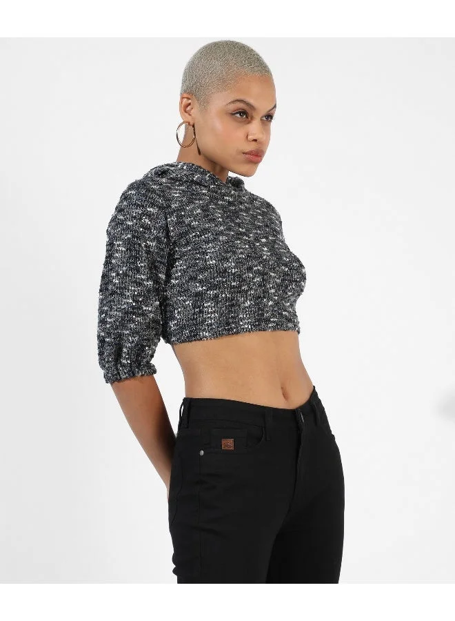 Pinacolada  Women's Charcoal Grey Textured Regular Fit Top for Women | Best Price UAE