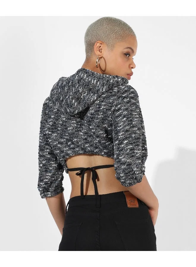 Pinacolada  Women's Charcoal Grey Textured Regular Fit Top for Women | Best Price UAE