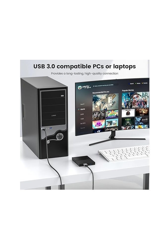 MOGOOD Hard Drive Cable, Micro B to USB Male Data Cable, USB3.0 to Micro B Cable Compatible with Portable External Hard Drives,WD Elements,Seagate Expansion,Samsung M3 1TB/Galaxy S5/Note 3-Grey - Image 3