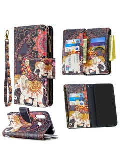 Case Cover For Samsung Galaxy A70e Colored Drawing Pattern Zipper Horizontal Flip Leather Case with Holder & Card Slots & Wallet Flower Elephants