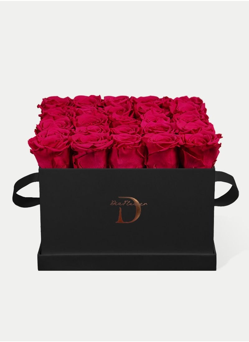 Dia FLOWER - Infinity Square Box, Shades Of Pink 25 ROSES LARGE - Image 1