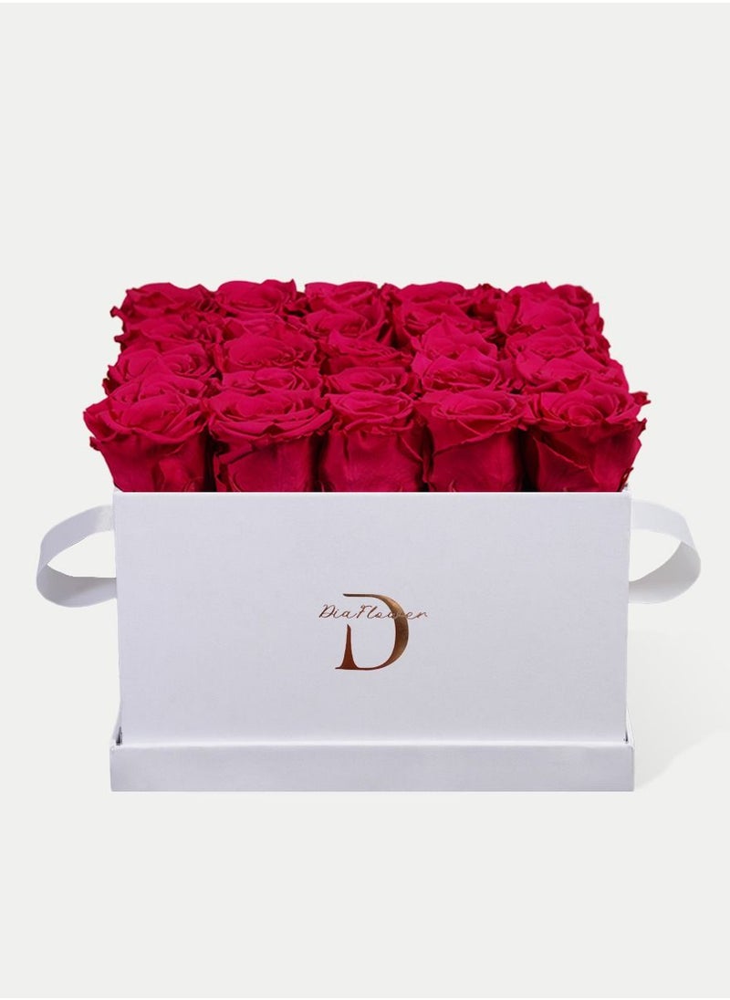 Dia FLOWER - Infinity Square Box, Shades Of Pink 25 ROSES LARGE - Image 1