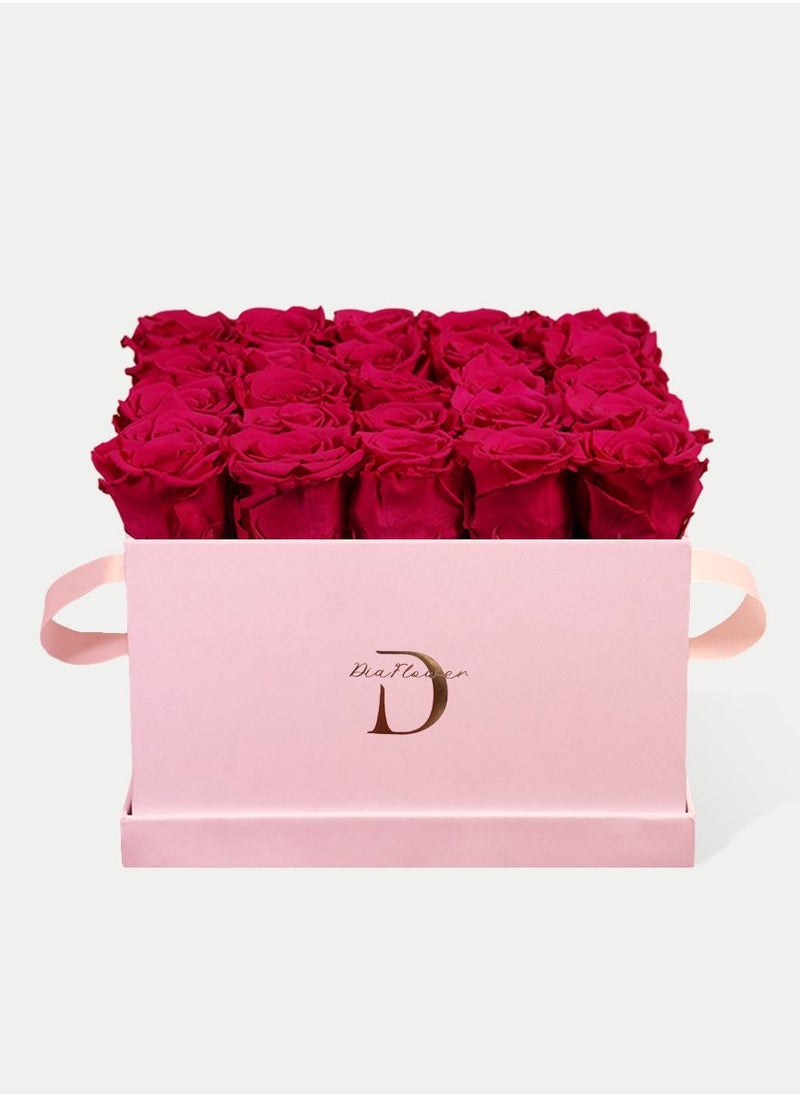 Dia FLOWER - Infinity Square Box, Shades Of Pink 25 ROSES LARGE - Image 1