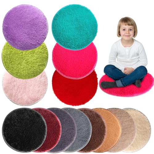 YEXEXINM 14 Pack Kids Crazy Carpet Circle Seats 16 Inch Round Floor Mat Kids Floor Cushions Soft Colorful Educational Classroom Rug for School Home Group Activity Learning Marker Playing Areas - Image 1