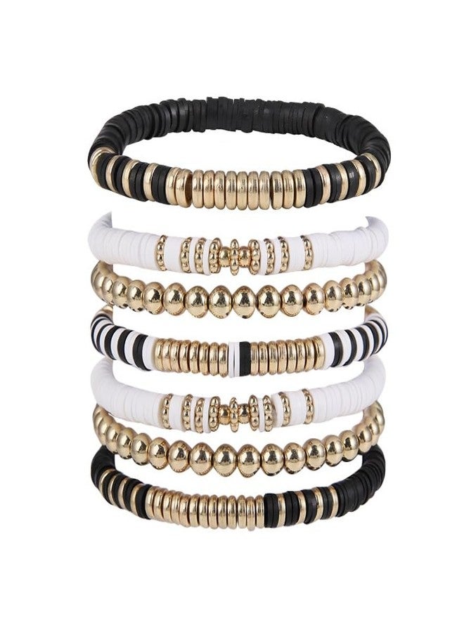 مجموعة أساور بينغيونغ تشانغ الذهبية المزينة بالخرز، مناسبة للنساء والرجال، بتصميم بوهيمي، مصنوعة من الفينيل، قابلة للتمدد، متعددة الطبقات، مثالية لفصل الصيف، مصنوعة من طين هيشي، هدية مثالية لعشاق الشاطئ - أسود - Image 1