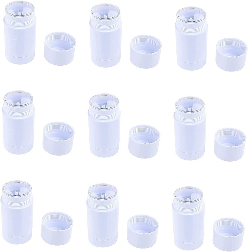 10 Pcs 30ml Plastic Deodorant Containers Round Lip Balm Tubes Twist-up Filling Stick 1 Oz Refillable Plastic Deodorant Bottles Cosmetic for DIY Deodorant Lipstick Crayon Chapstick(White)